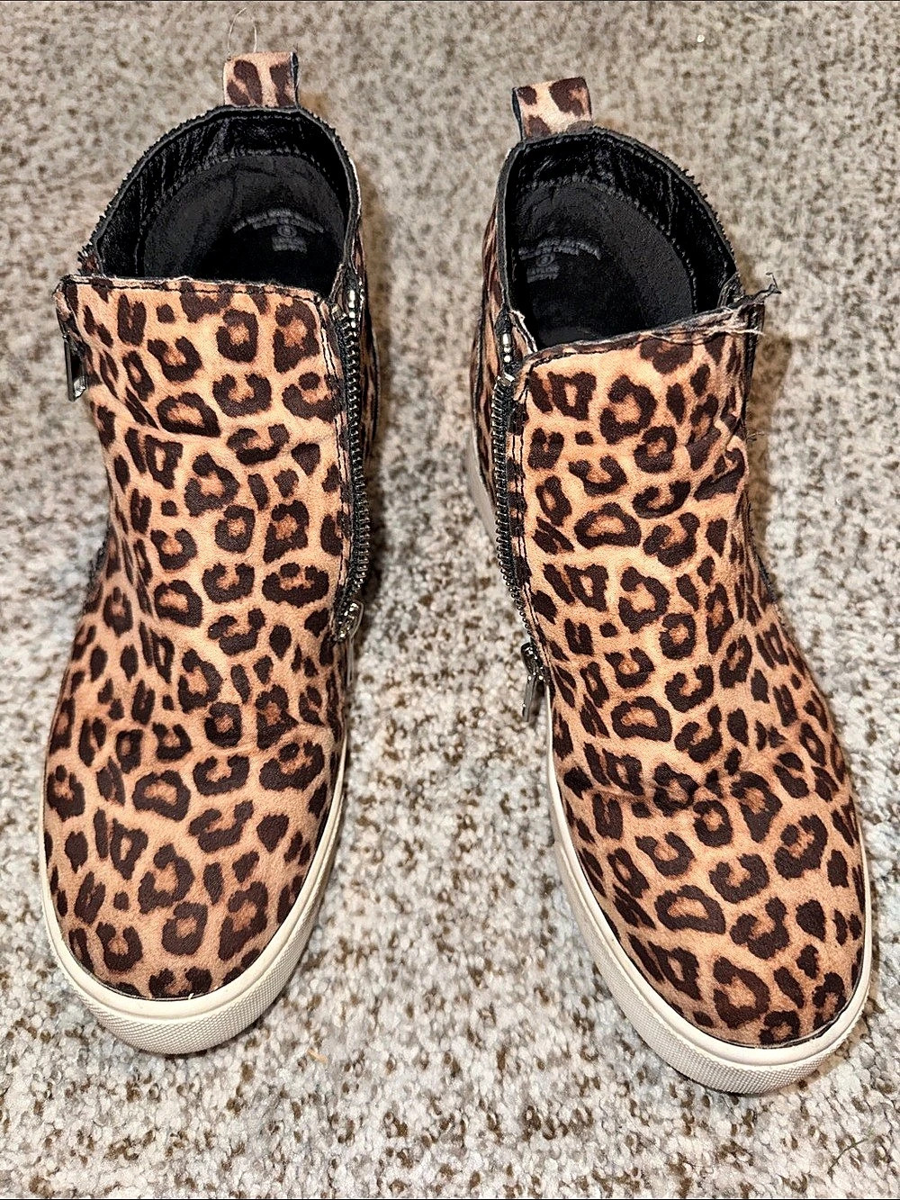 SODA Leopard Print Zip Sneakers